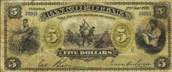 Ottawa, ON The Bank of Ottawa $5, Nov., 1880 Ch. # 565-12-02b